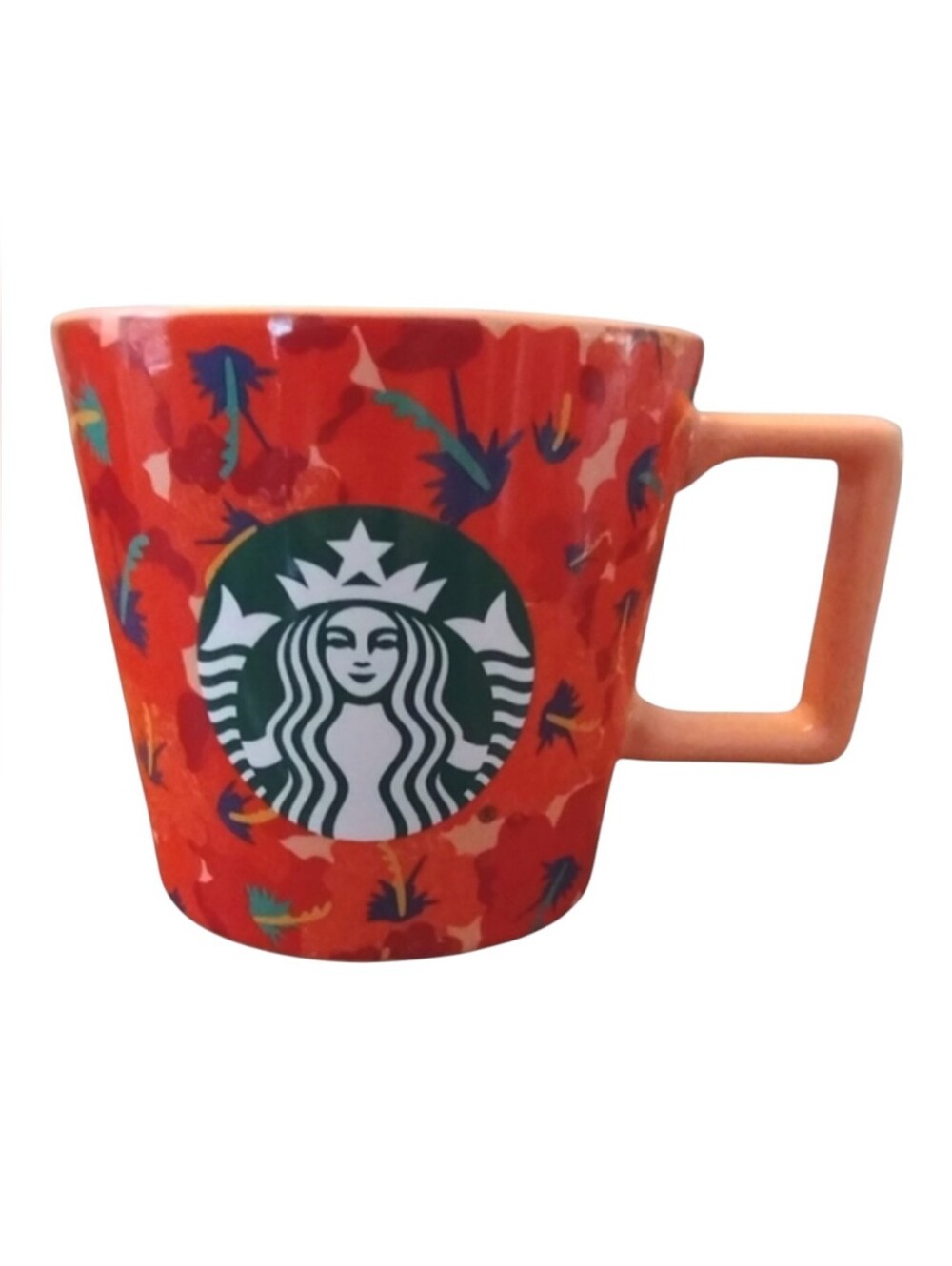 Starbucks Hibiscus Floral Mug 14oz Summer 2020 Collection Red Orange Peach